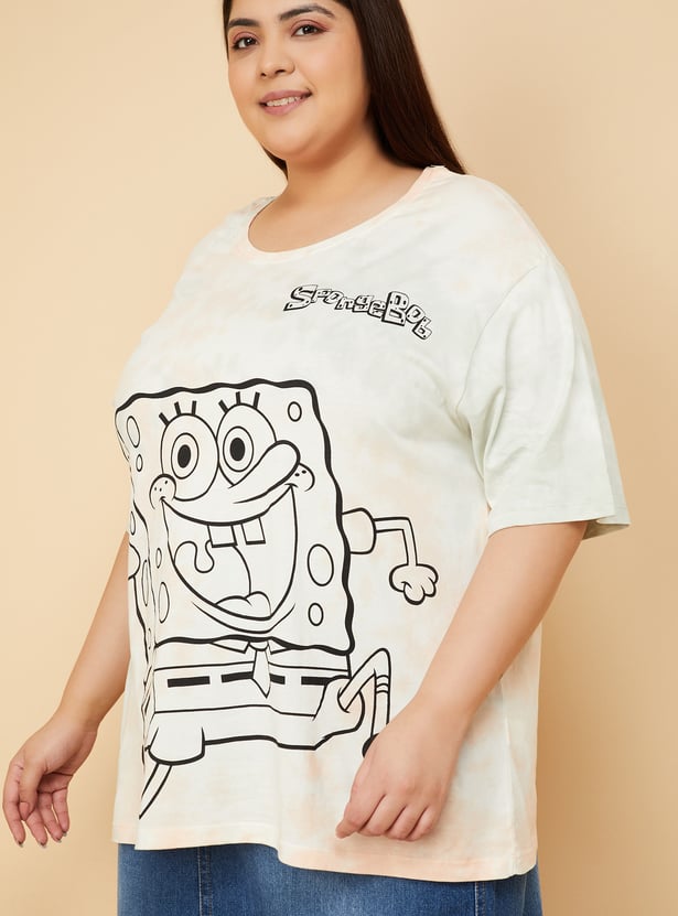 URB_N Women SpongeBob Print Oversized T-shirt