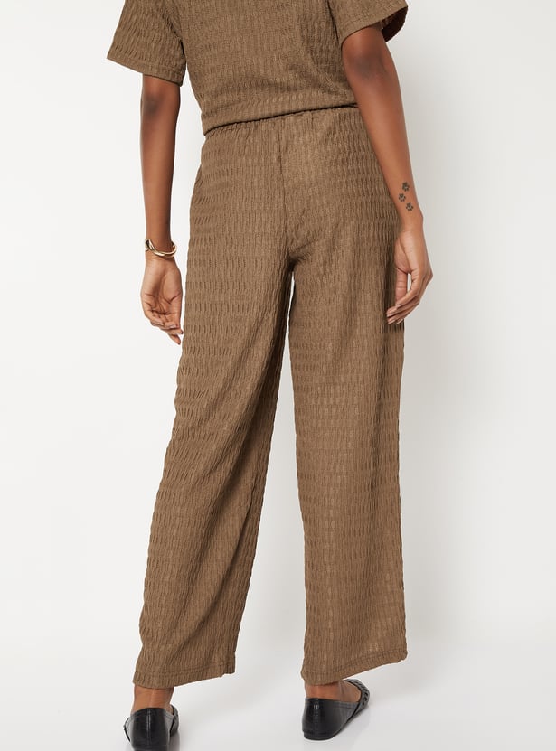 Women Textured Wide Leg Trousers
