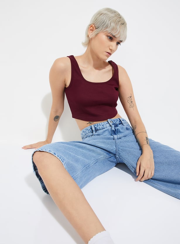 ALAYA F x URB_N Women Ribbed Tank Crop Top