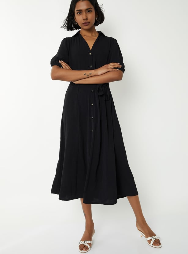 Women Solid Midi Dress