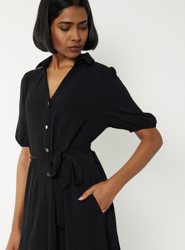 Women Solid Midi Dress