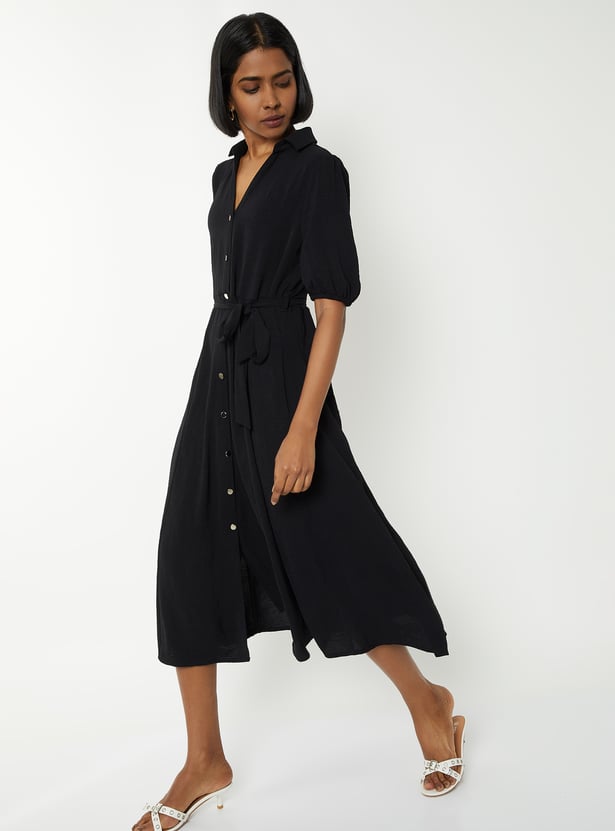 Women Solid Midi Dress