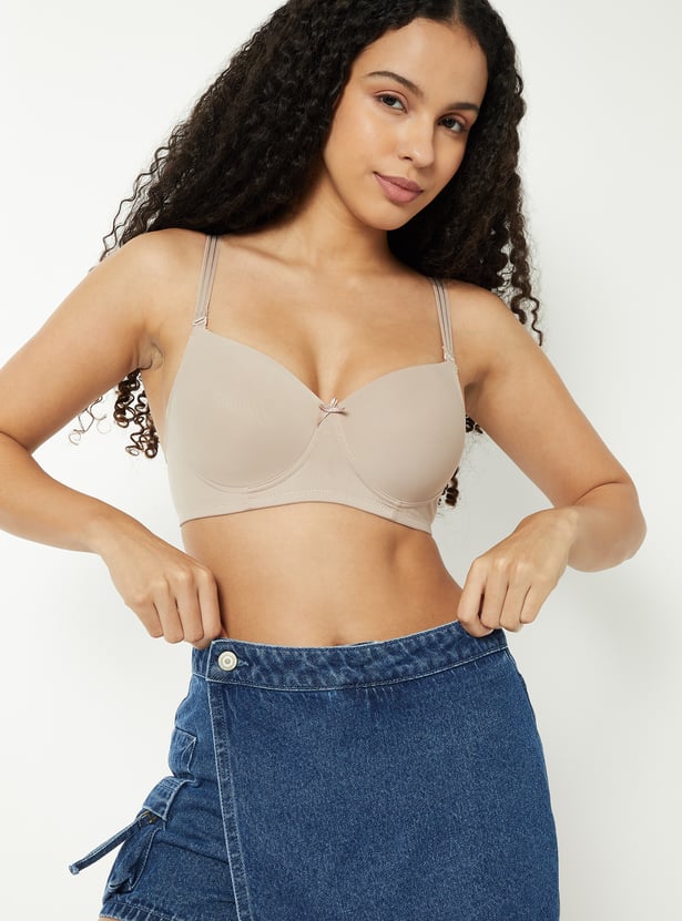 Women Solid Padded Non-Wired T-shirt Bra