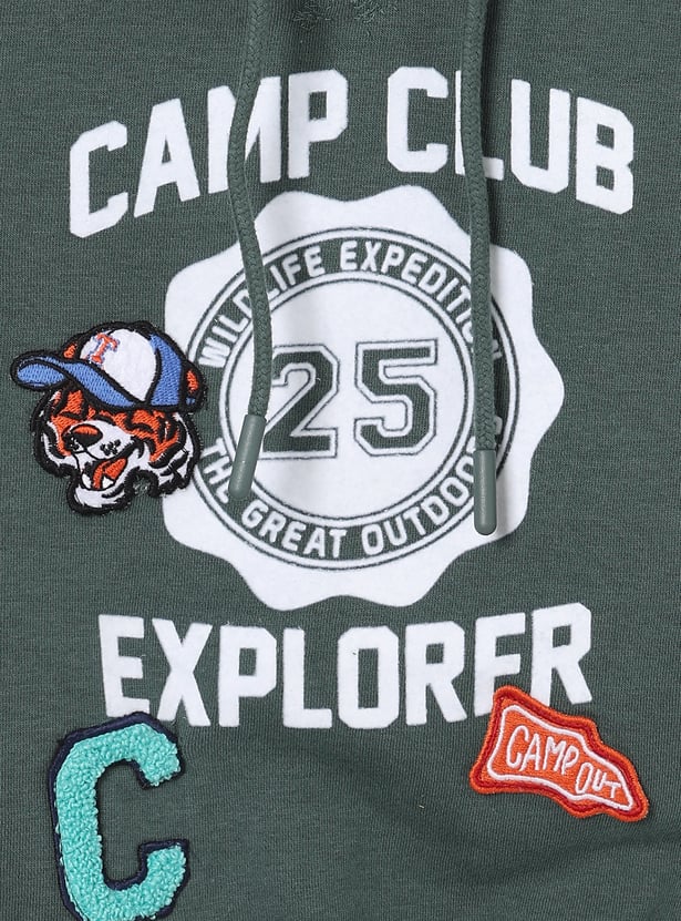 Boys Printed Hooded Oversized Sweatshirt