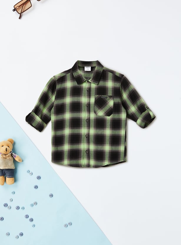 Boys Checked Oversized Shirt