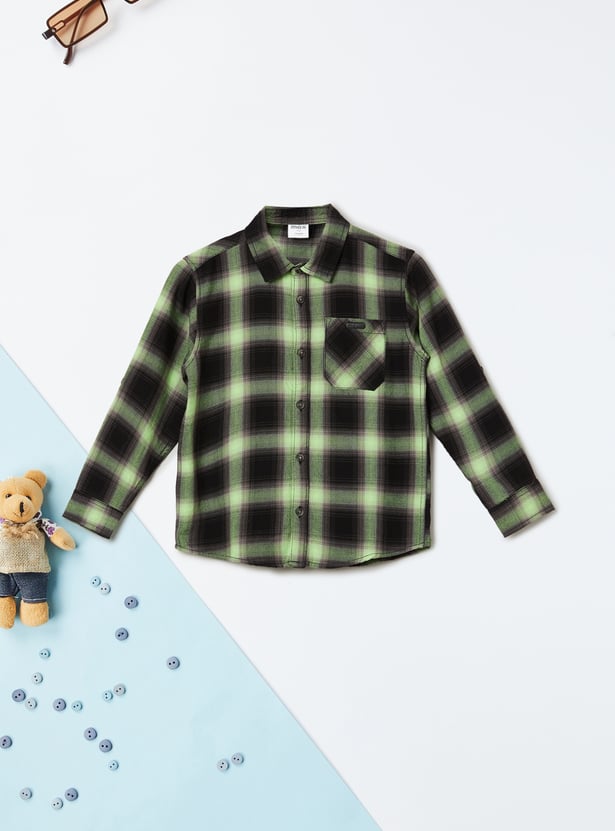 Boys Checked Oversized Shirt