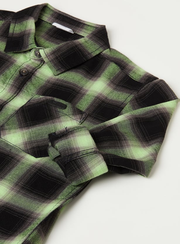 Boys Checked Oversized Shirt