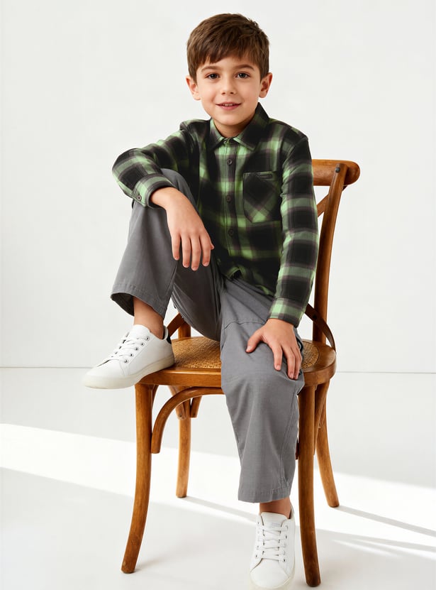 Boys Checked Oversized Shirt