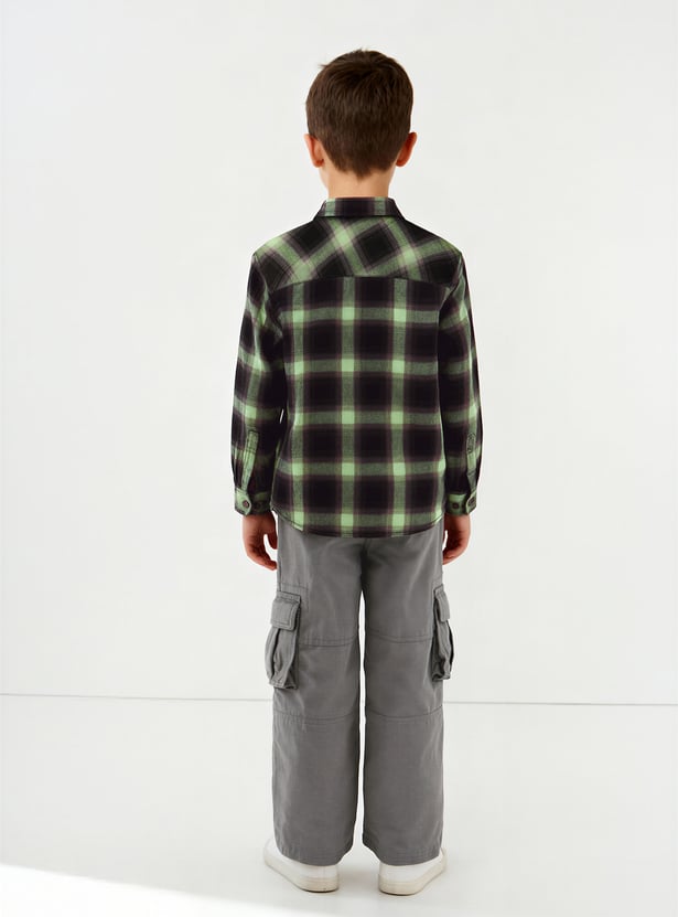 Boys Checked Oversized Shirt