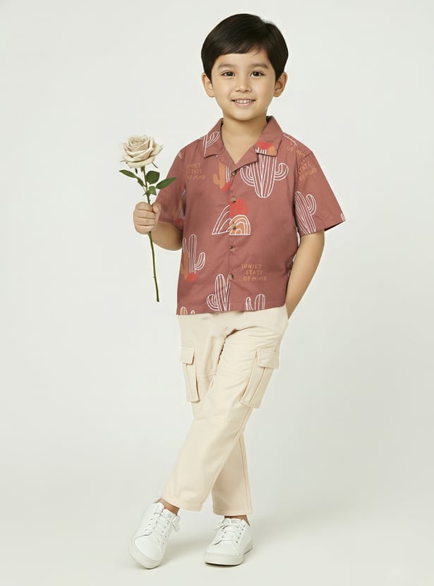 Boys Printed Oversized Shirt