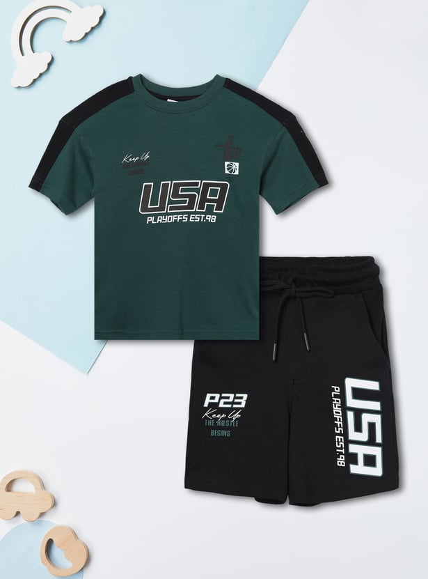 Boys Printed Shorts Set