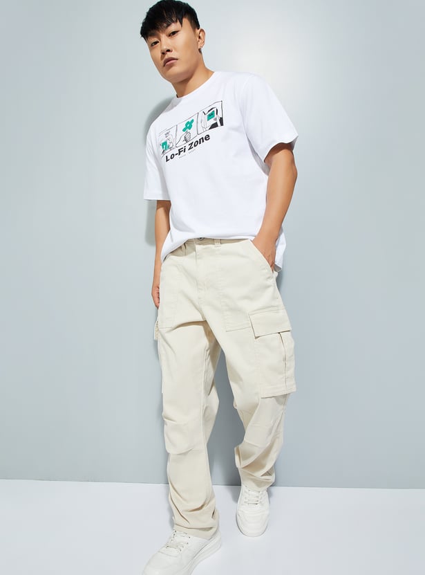 URB_N Men Solid Regular Fit Cargo Trousers