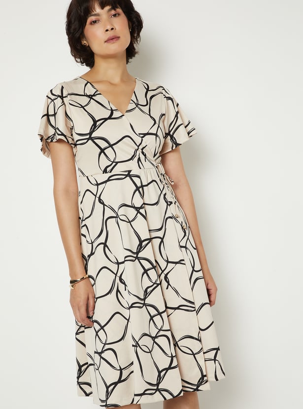 Women Printed Wrap Dress