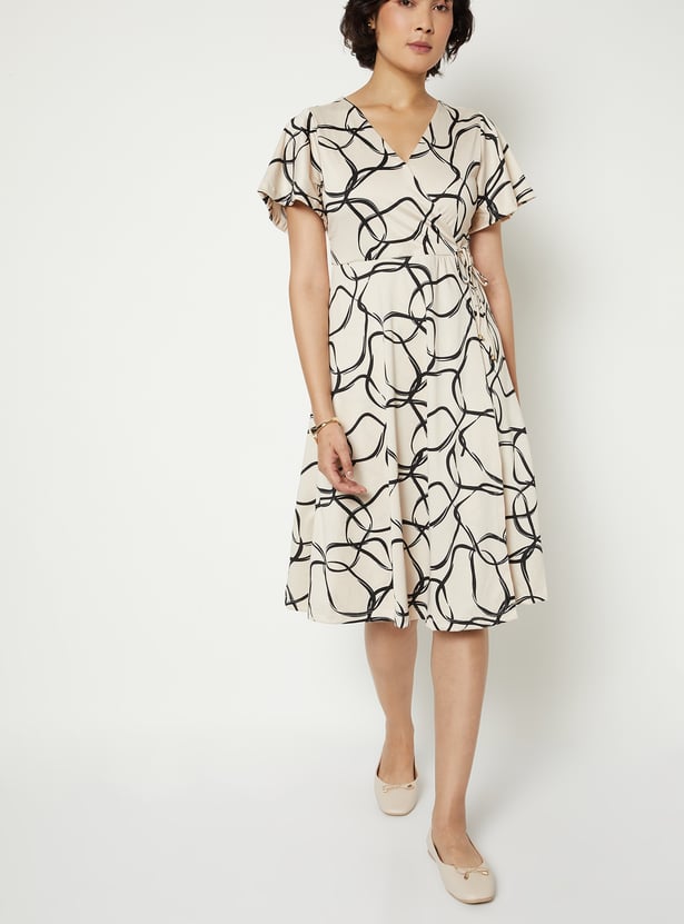 Women Printed Wrap Dress