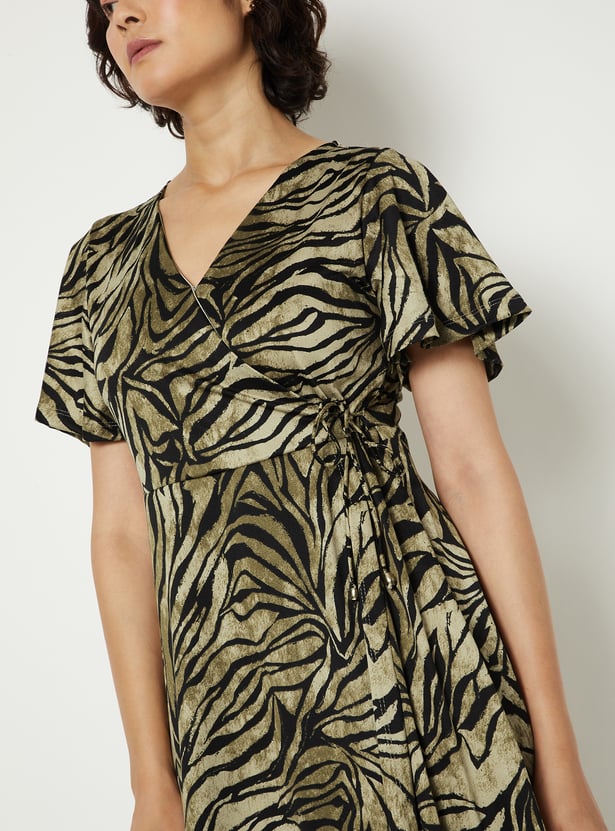 Women Printed Wrap Dress