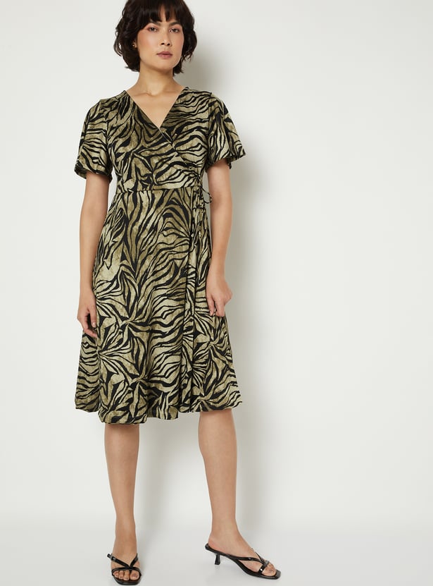 Women Printed Wrap Dress