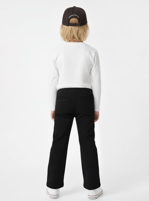 Girls Solid Wide Leg Trousers