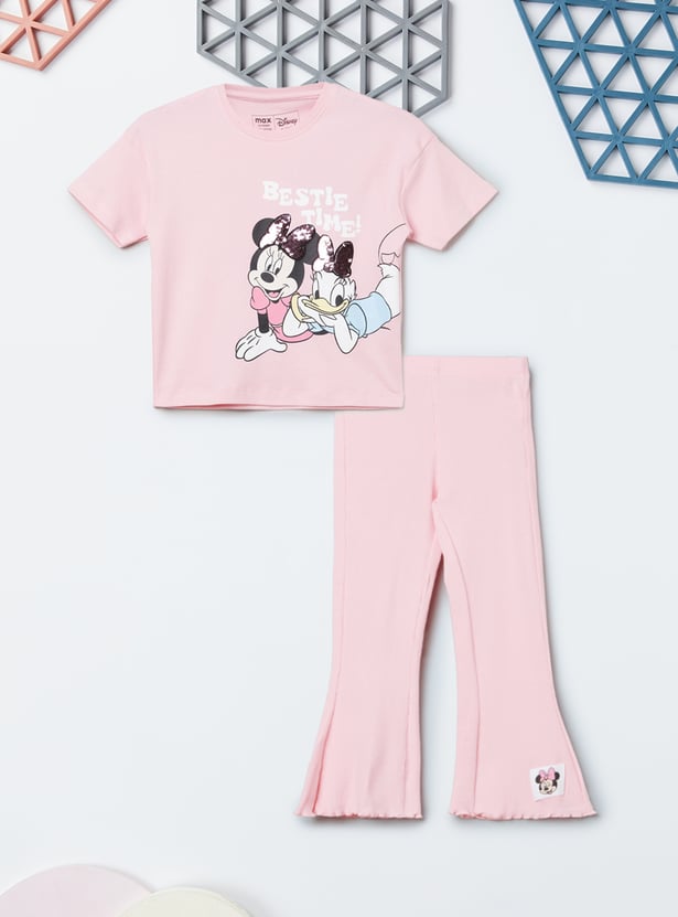 Girls Mickey Printed Trousers Set