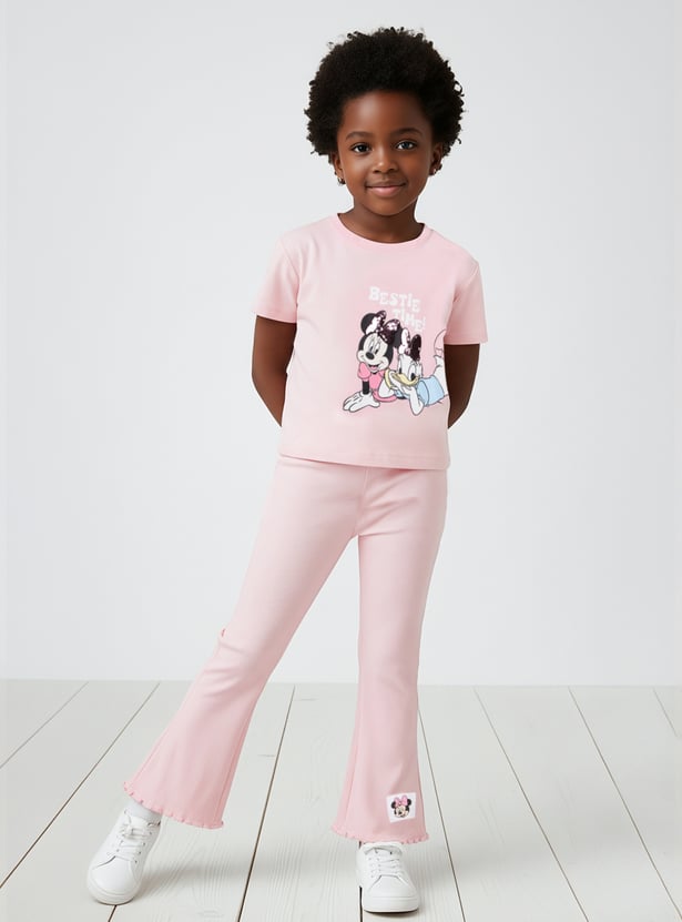 Girls Mickey Printed Trousers Set