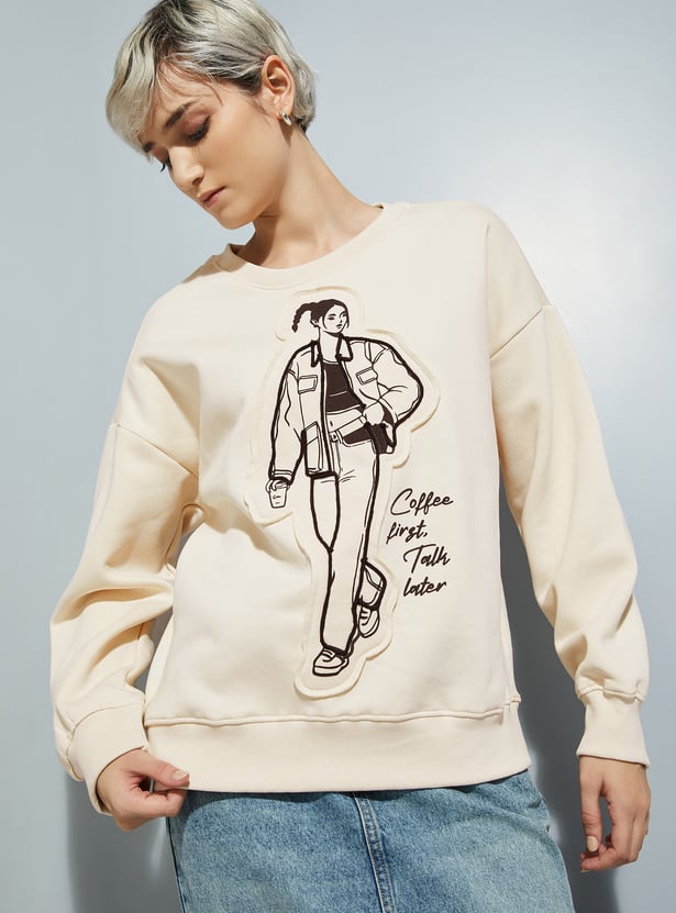 ALAYA F x URB_N Women Printed Oversized Sweatshirt