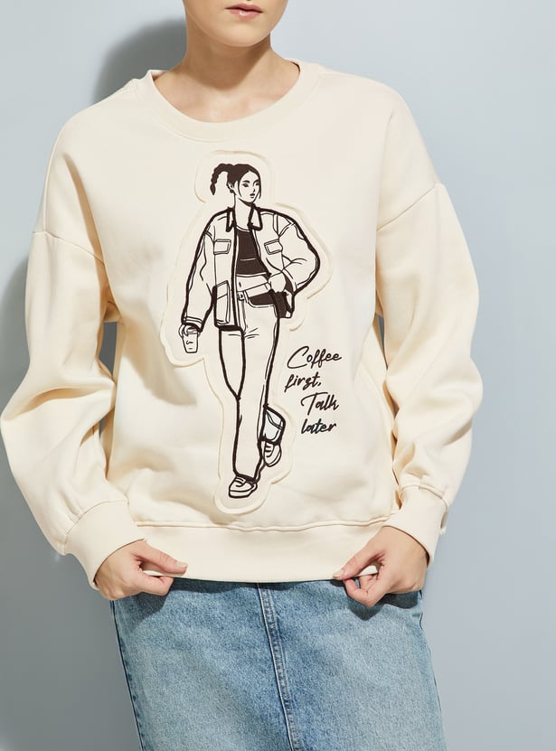 ALAYA F x URB_N Women Printed Oversized Sweatshirt