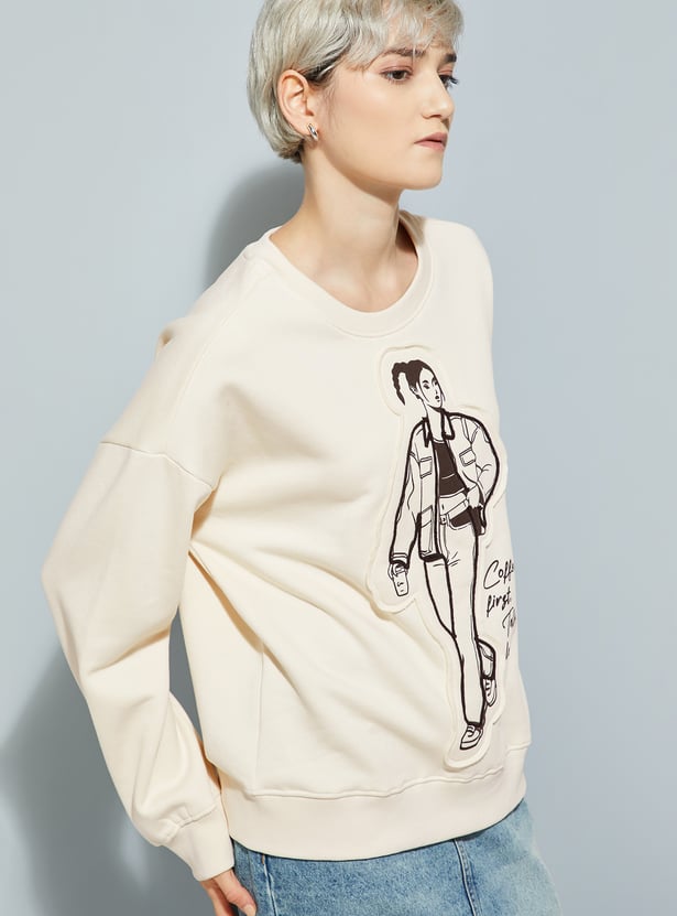 ALAYA F x URB_N Women Printed Oversized Sweatshirt