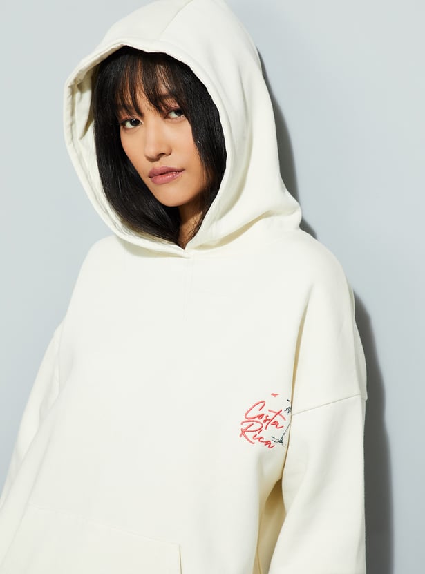 URB_N Women Back Print Hooded Oversized Sweatshirt