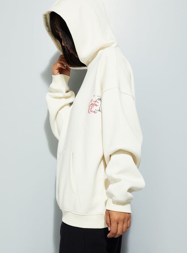 URB_N Women Back Print Hooded Oversized Sweatshirt
