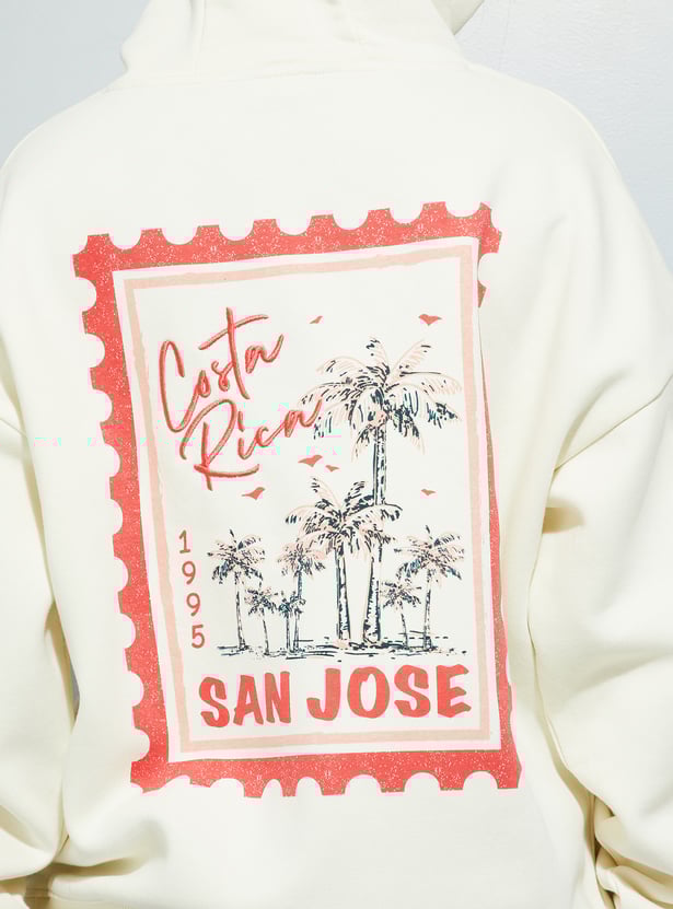 URB_N Women Back Print Hooded Oversized Sweatshirt