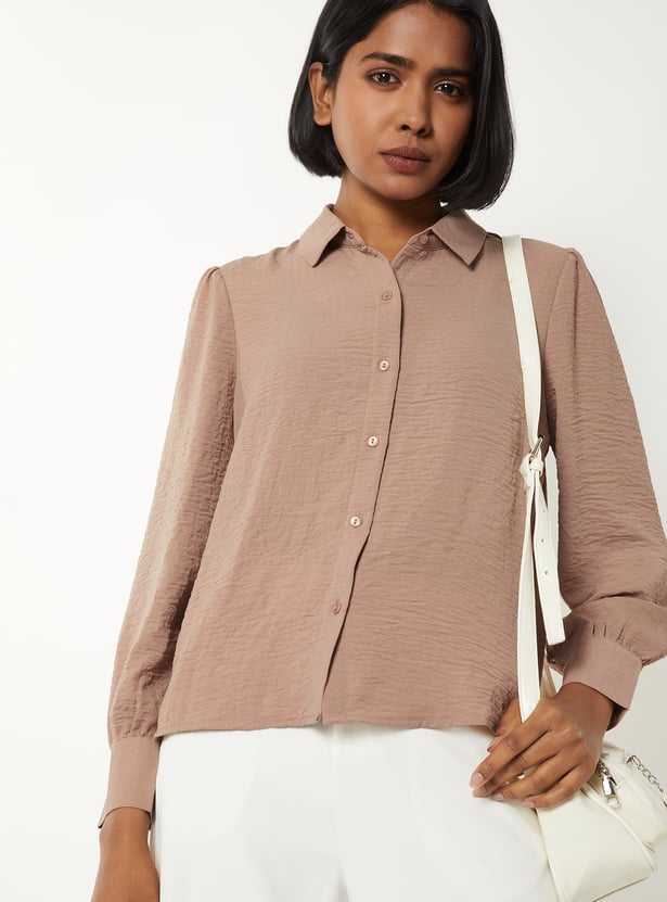 Women Textured Shirt Style Top