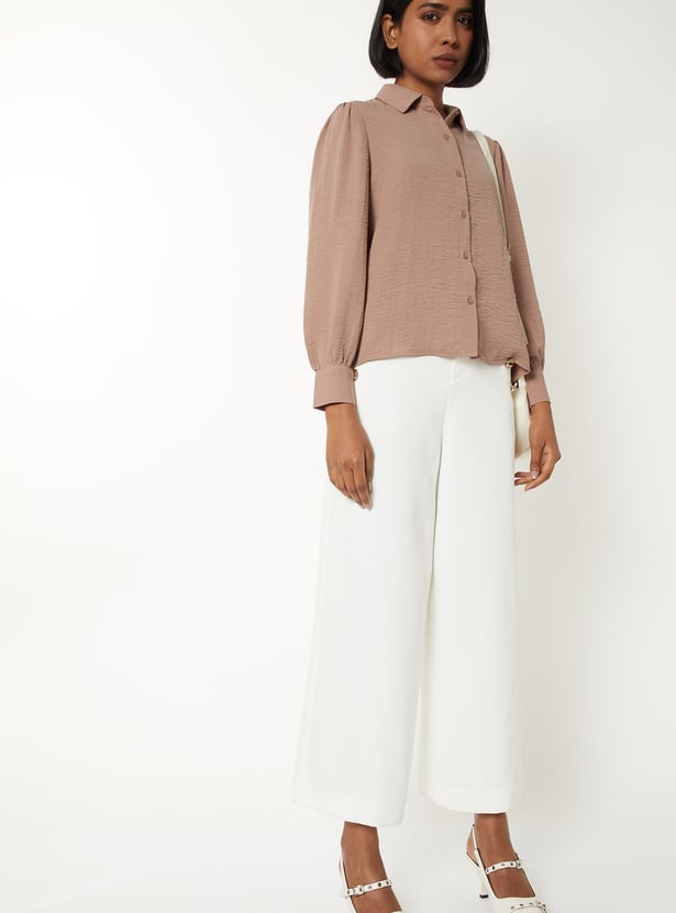 Women Textured Shirt Style Top