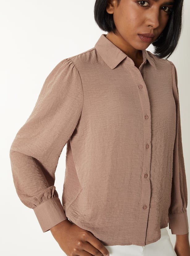 Women Textured Shirt Style Top