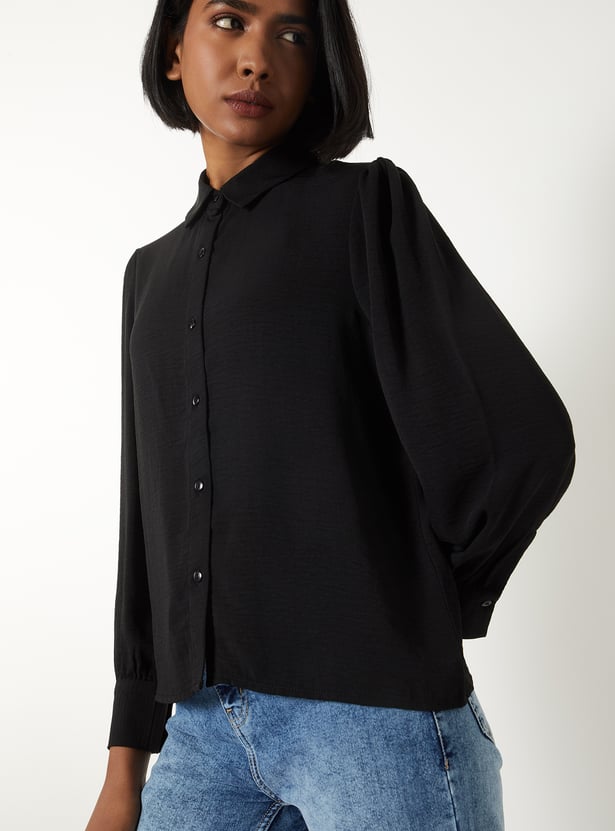 Women Textured Shirt Style Top