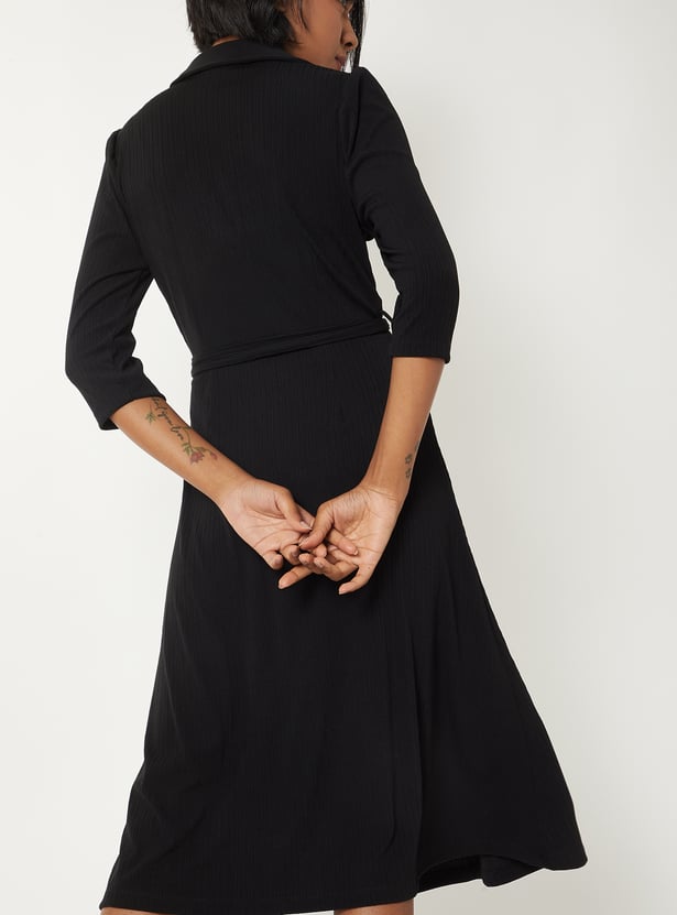 Women Solid Wrap Dress