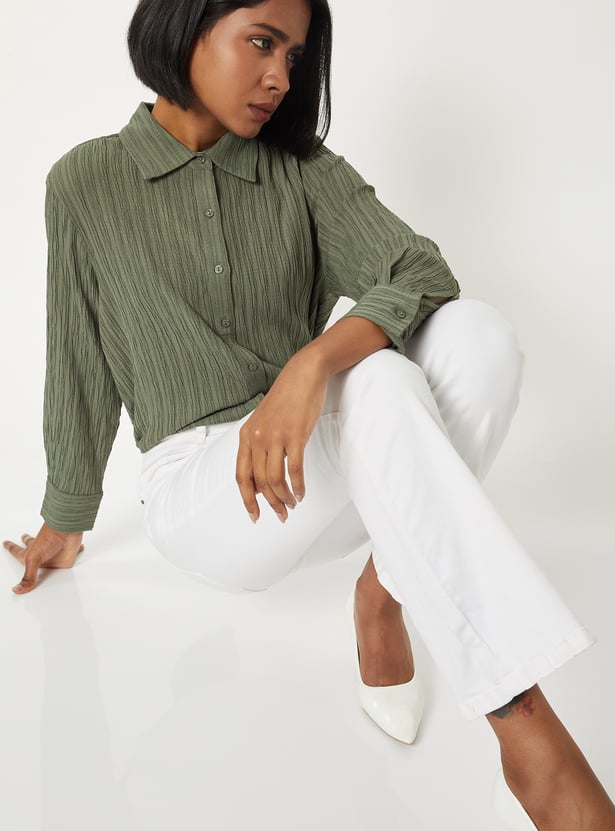 Women Textured Regular Fit Shirt