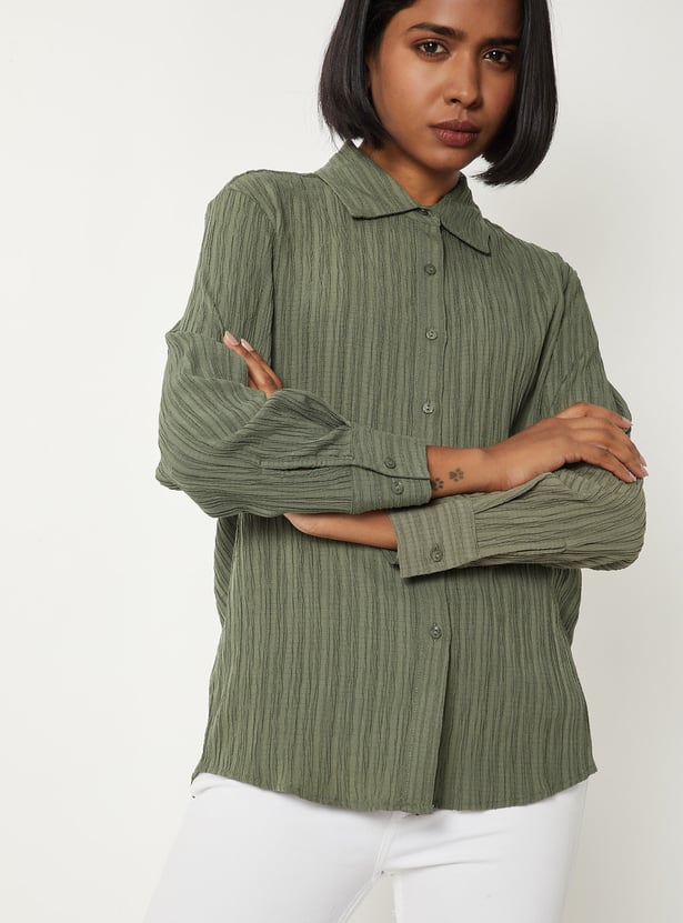 Women Textured Regular Fit Shirt
