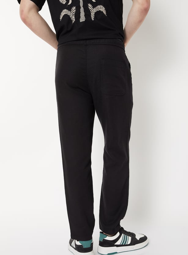 Men Textured Slim Fit Trousers