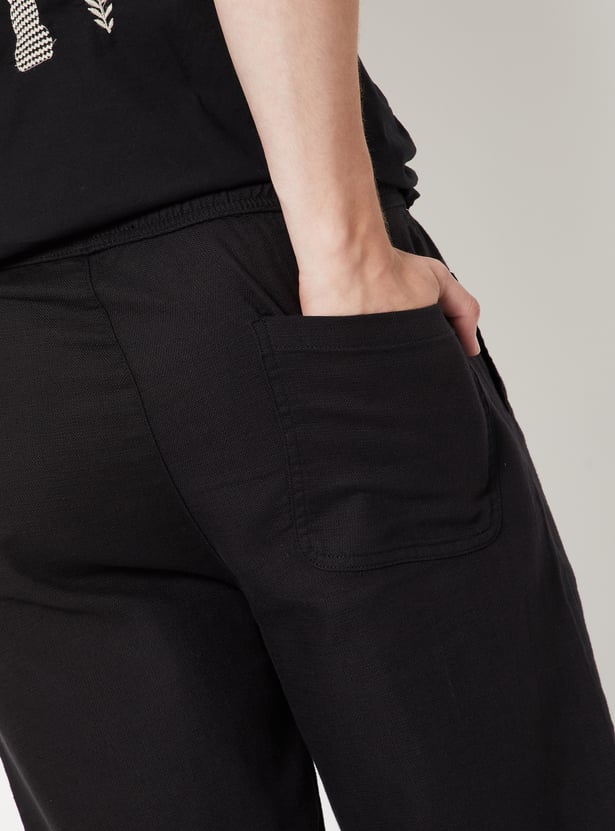 Men Textured Slim Fit Trousers