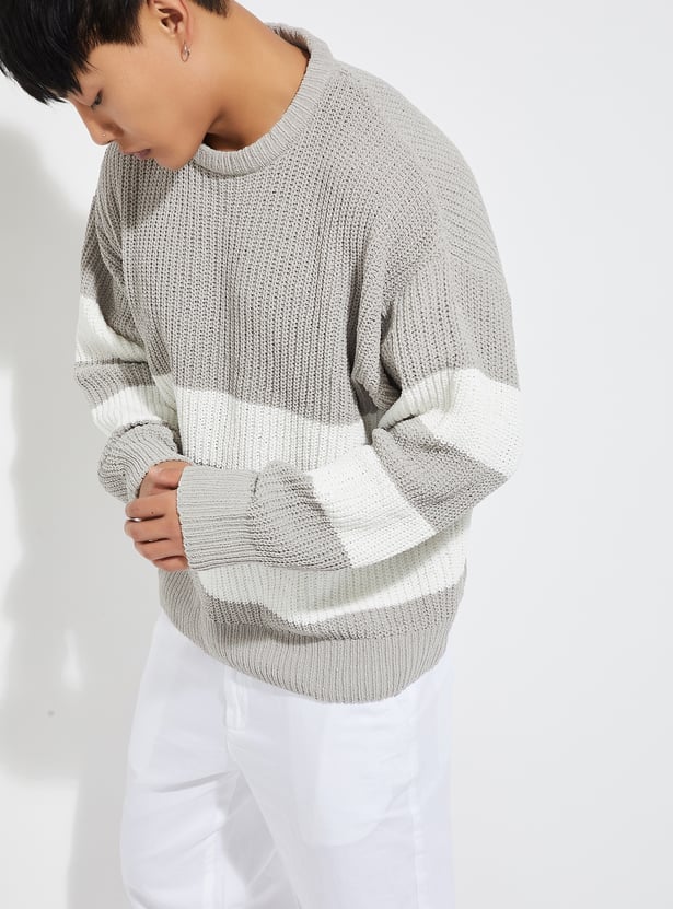 URB_N Men Knit Striped Sweater