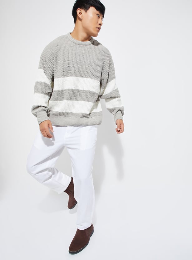 URB_N Men Knit Striped Sweater