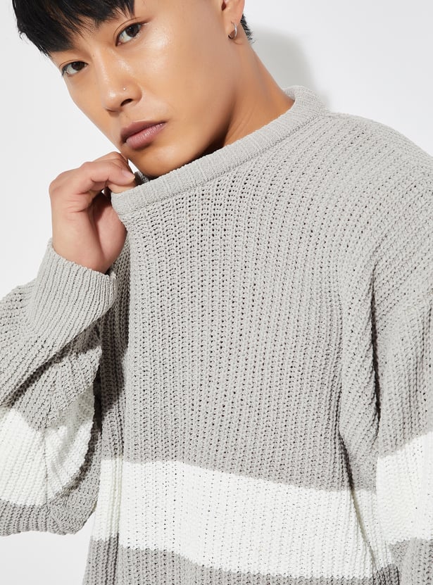 URB_N Men Knit Striped Sweater
