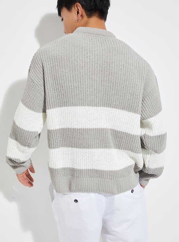 URB_N Men Knit Striped Sweater