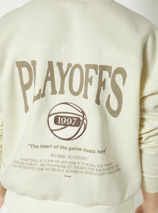 Men Back Print Hooded Athleisure Sweatshirt