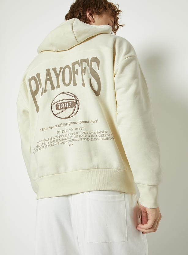 Men Back Print Hooded Athleisure Sweatshirt