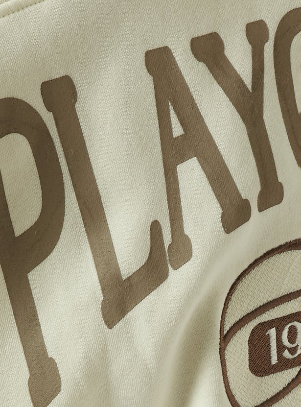 Men Back Print Hooded Athleisure Sweatshirt