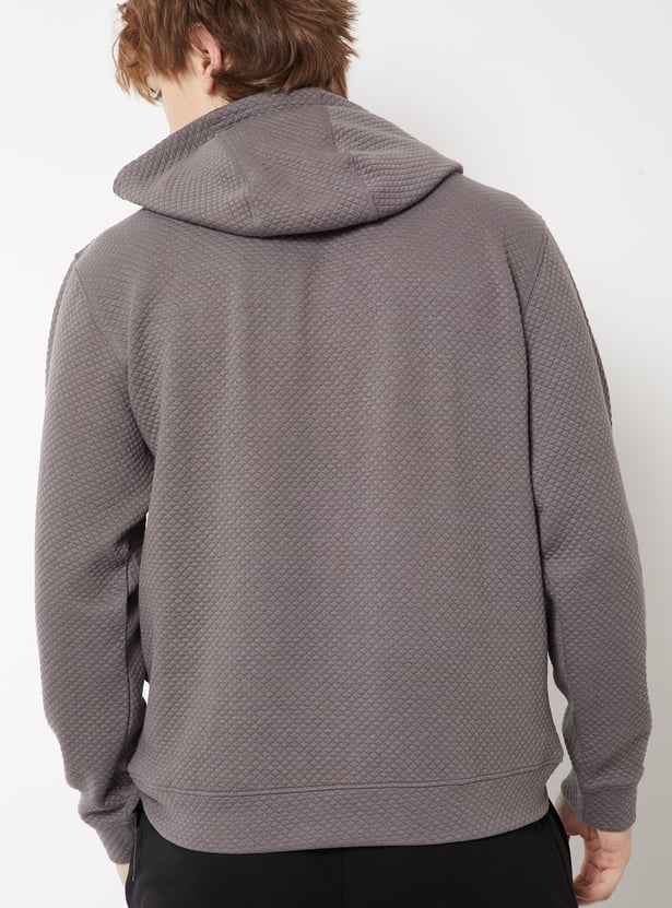 Buy Men Textured Hooded Sweatshirt Online at just Rs. 1299.0