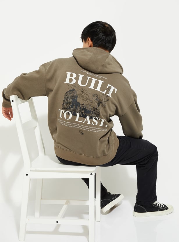 URB_N Men Back Print Oversized Sweatshirt