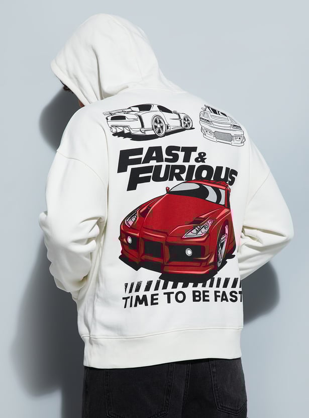 URB_N Men Fast & Furious Back Print Oversized Sweatshirt