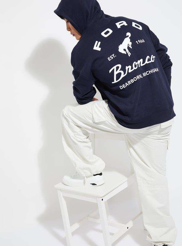 URB_N Men Ford Back Print Oversized Sweatshirt