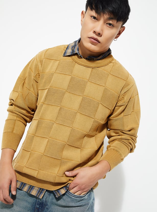 URB_N Men Checked Oversized Sweater